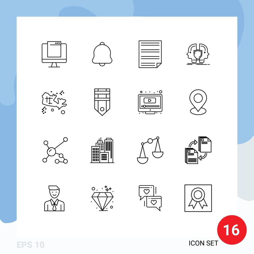 pack d'icônes vectorielles de stock de 16 signes et symboles de ligne pour les éléments de conception vectoriels modifiables de la page de l'homme du visage de l'identité vecteur