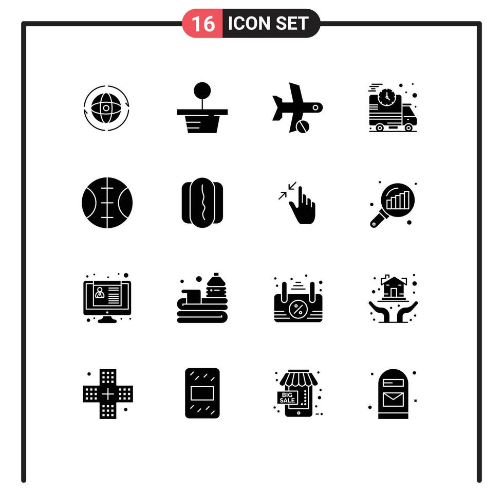 ensemble de 16 symboles d'icônes d'interface utilisateur modernes signes pour le baseball rapide annuler la livraison transport éléments de conception vectoriels modifiables vecteur