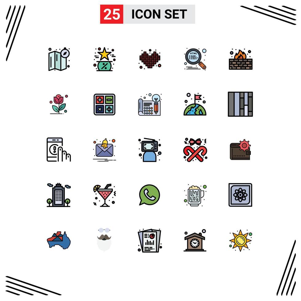 25 icônes créatives signes et symboles modernes du concours de pare-feu seo recherche html éléments de conception vectoriels modifiables vecteur