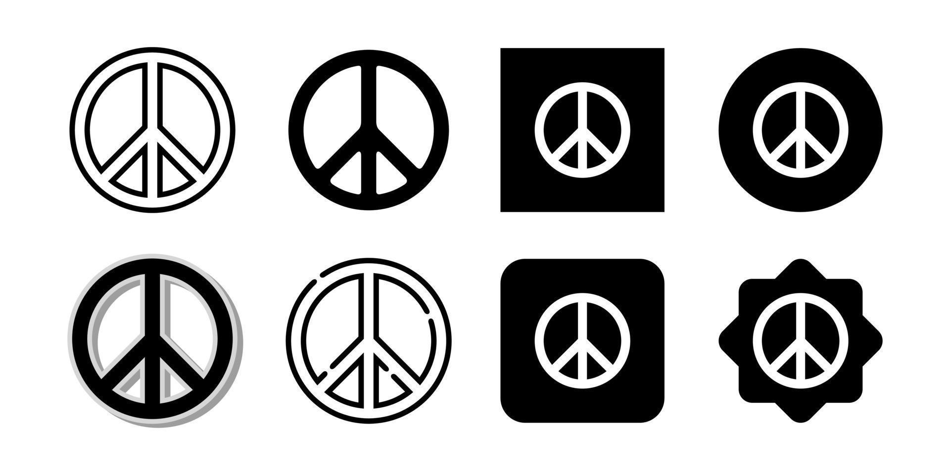 ensemble d'icônes de paix. signe d'icône de paix. symboles de paix. logo de la paix. illustration de conception de vecteur