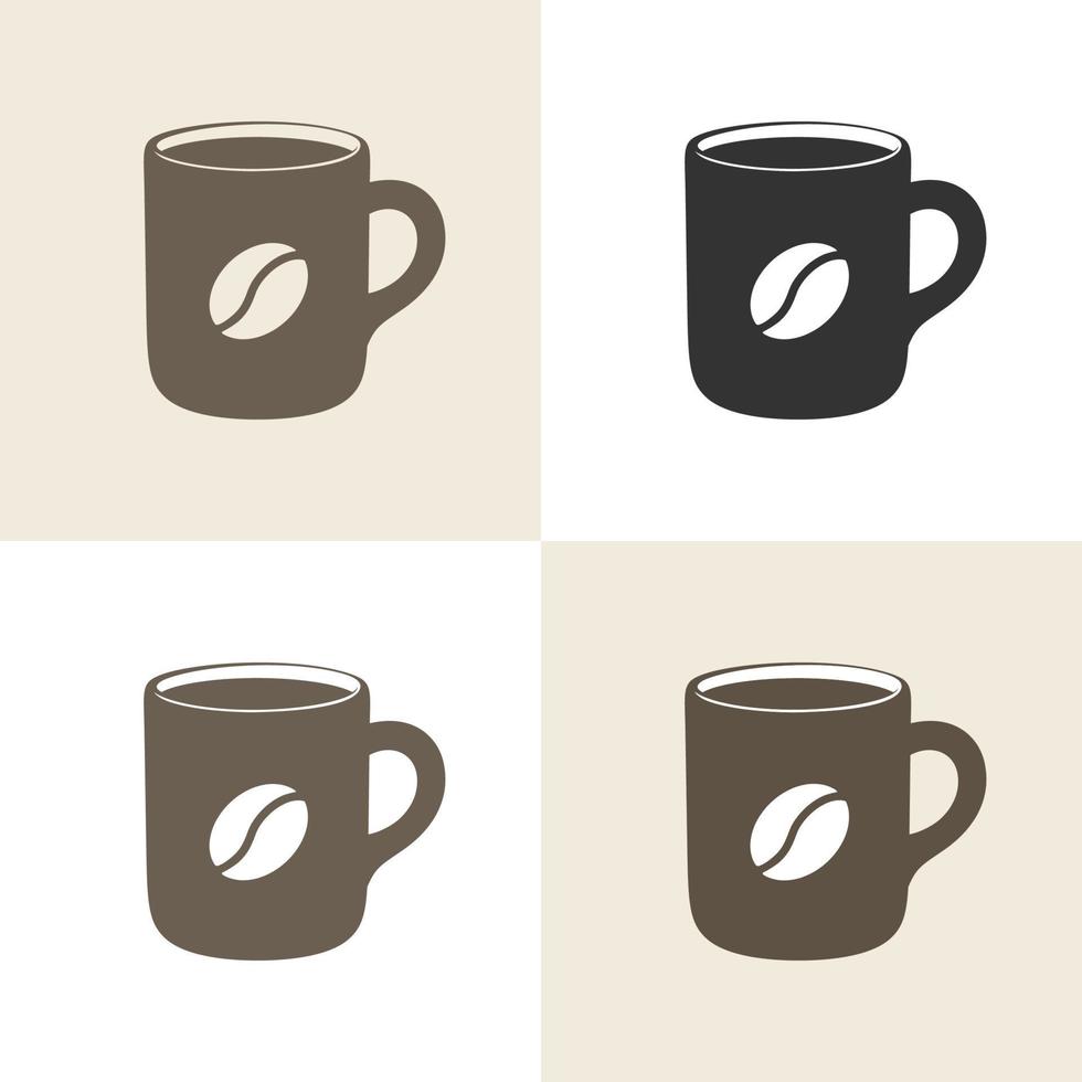 illustration vectorielle de tasse à café pleine marron ensemble de plusieurs styles. conception d'art clip minimal plat simple. logo, symbole de signe pour café, commerce de caféine, élément de menu, etc. vecteur