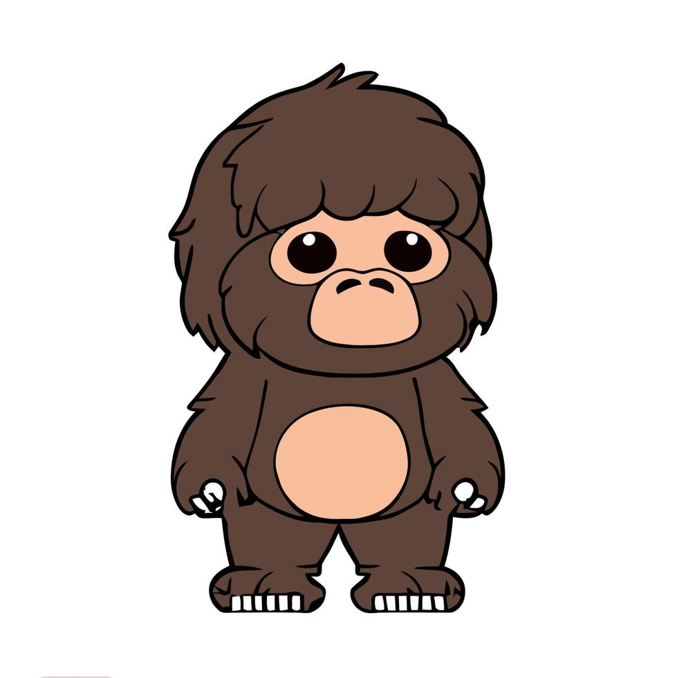 illustration de dessin animé chibi sasquatch vecteur