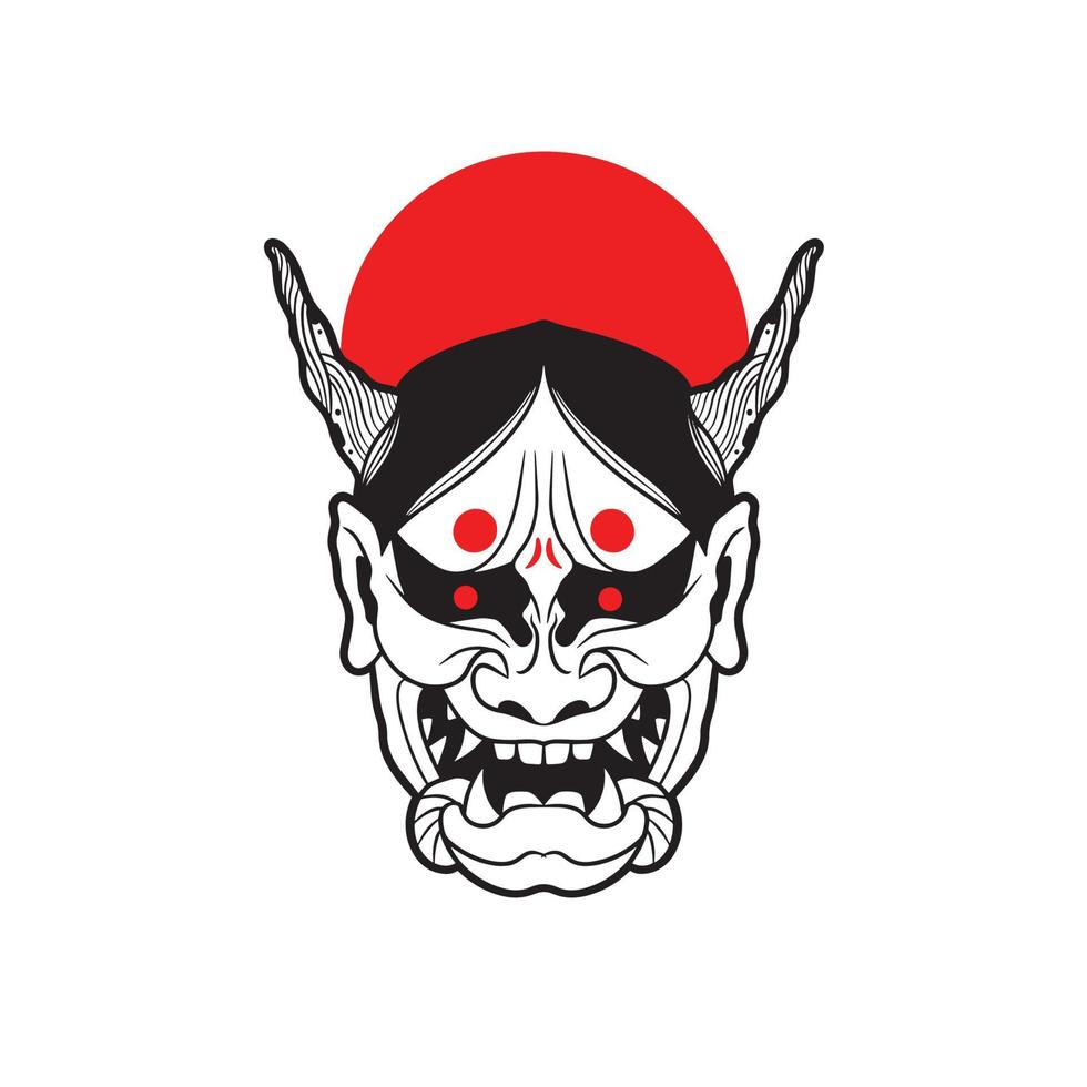 masque de diable japonais oni, illustration vectorielle vecteur