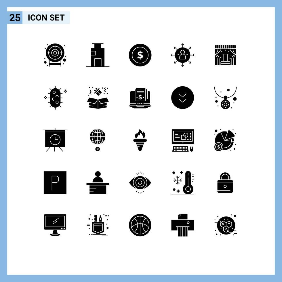 ensemble de 25 symboles d'icônes d'interface utilisateur modernes signes pour le travail de concert capacité des employés éléments de conception vectoriels modifiables vecteur