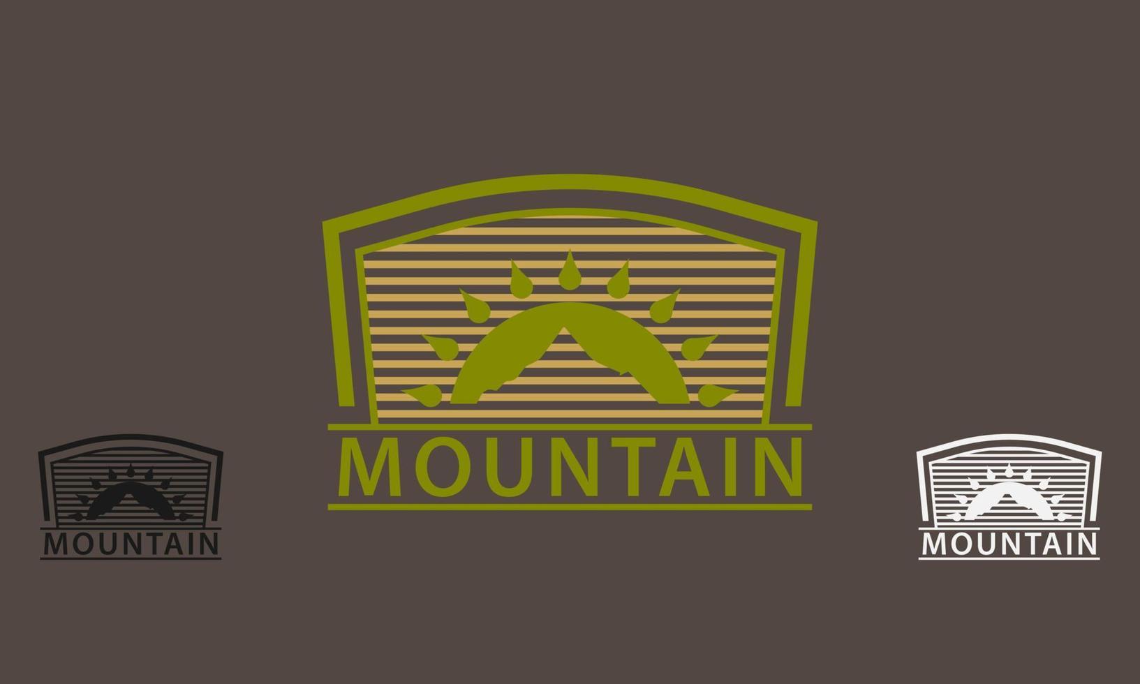 élément de montagne étoile dans une icône de logo de fond rayé vecteur
