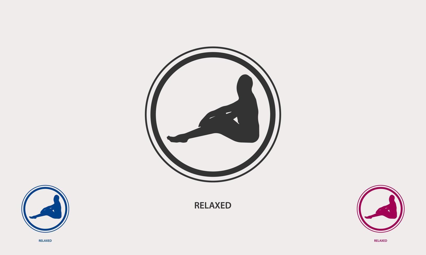 silhouette de femme assise icône logo détendue vecteur