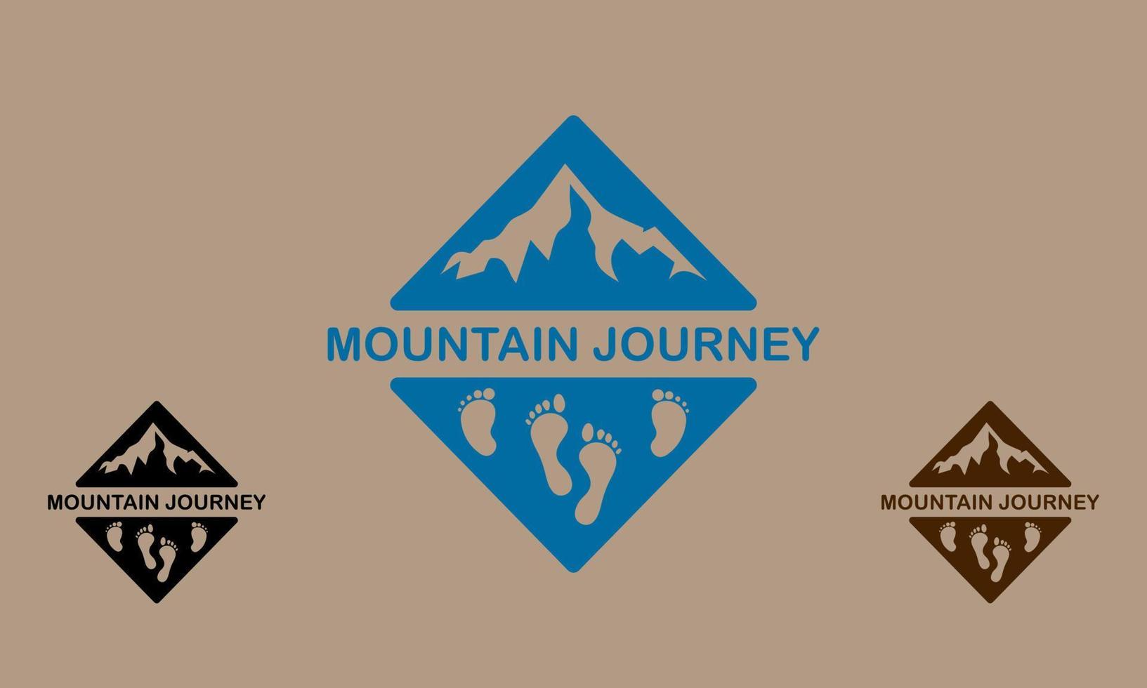 éléments de montagnes et d'empreintes de pas dans une simple icône de logo triangulaire en haut et en bas vecteur