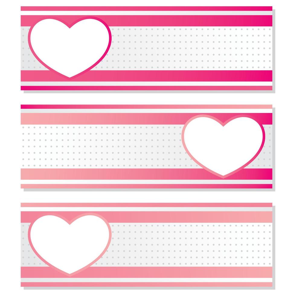 ensemble d'arrière-plans de la saint-valentin. illustration vectorielle d'un coeur dégradé avec un cadre blanc sur un fond géométrique. bannière de bannière d'amour mignon ou carte de voeux vecteur