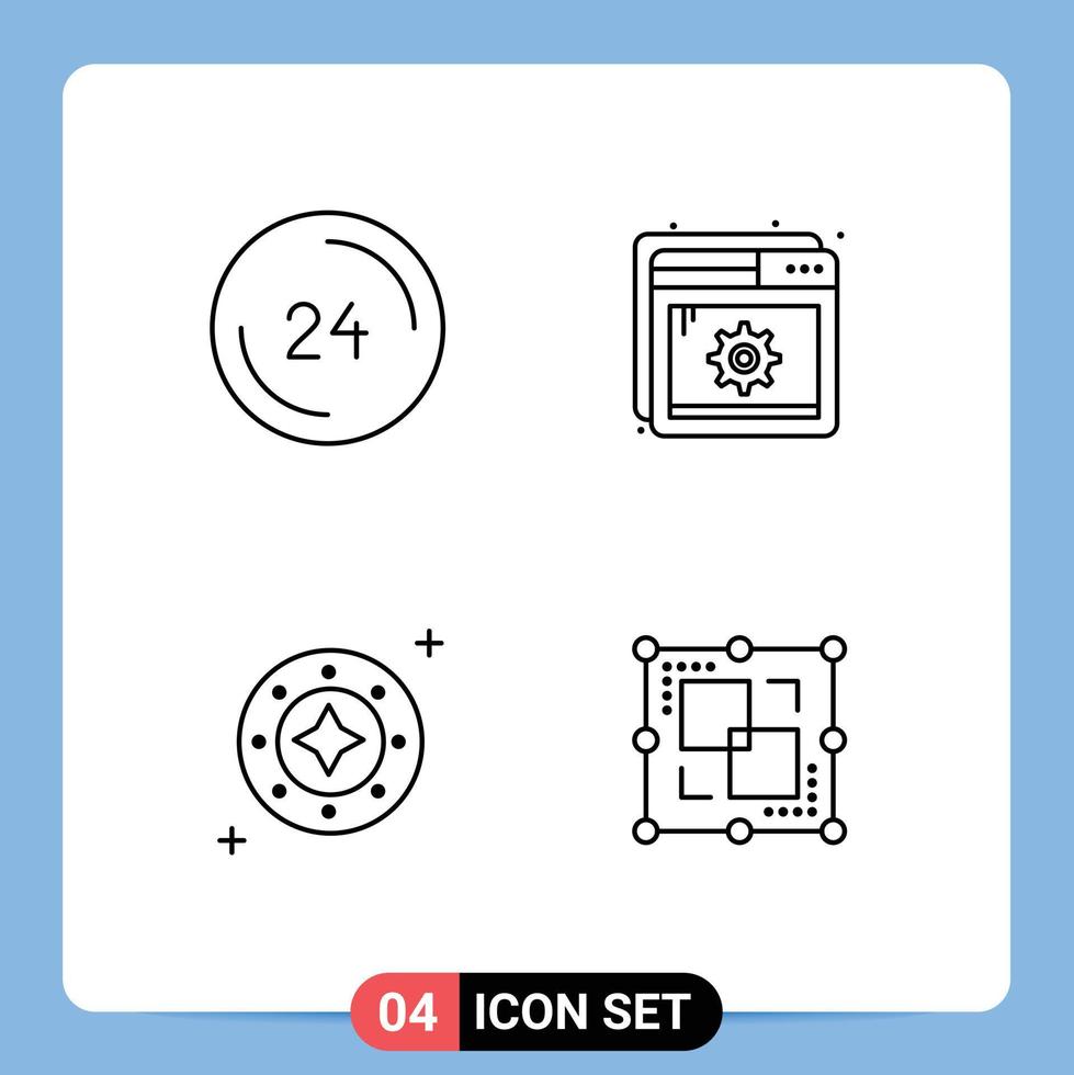 4 icônes créatives signes et symboles modernes de l'optimisation des contacts cosmos à tout moment briller des éléments de conception vectoriels modifiables vecteur