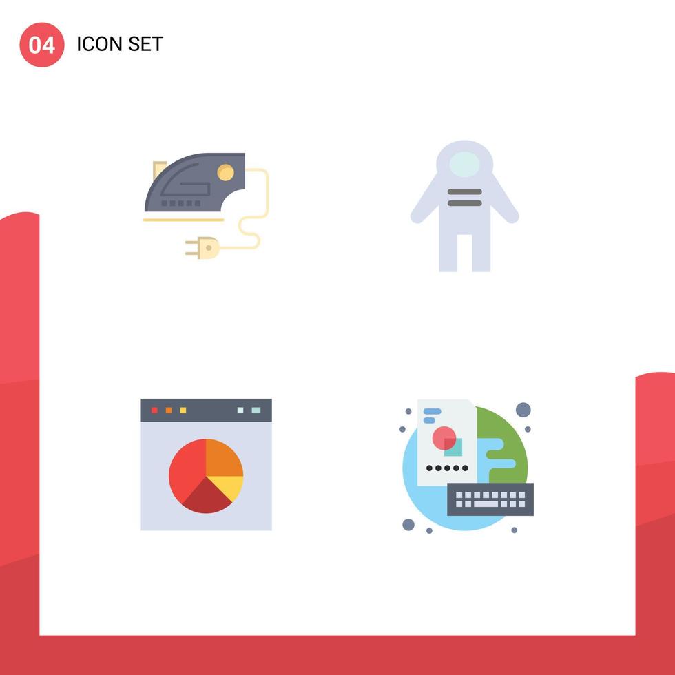 groupe de 4 icônes plates modernes définies pour les éléments de conception vectoriels modifiables du site Web des personnes de la machine internet électrique vecteur