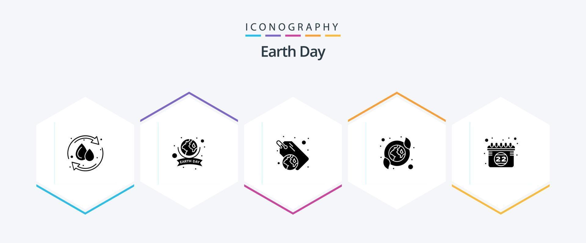 pack d'icônes de glyphes du jour de la terre 25, y compris la date de la terre. recyclé. vert. écologie. se soucier vecteur