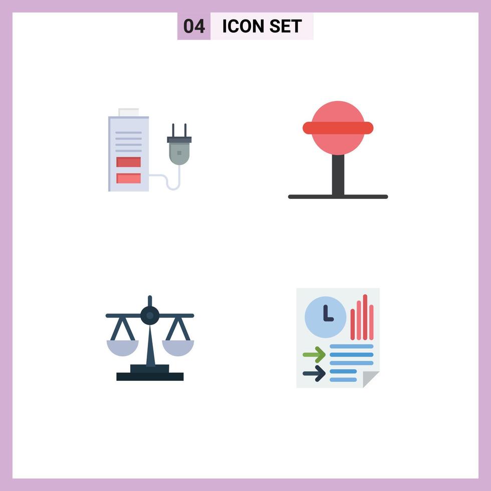 4 signes d'icônes plates universelles symboles de la loi de l'accumulateur branchez les barres de sucette éléments de conception vectoriels modifiables vecteur