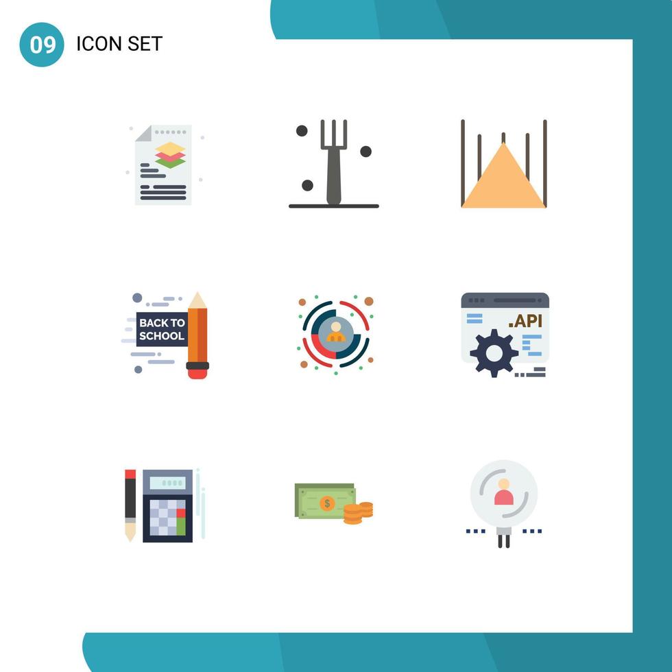 ensemble de 9 symboles d'icônes d'interface utilisateur modernes signes pour api hr islamabad monument crayon client éléments de conception vectoriels modifiables vecteur