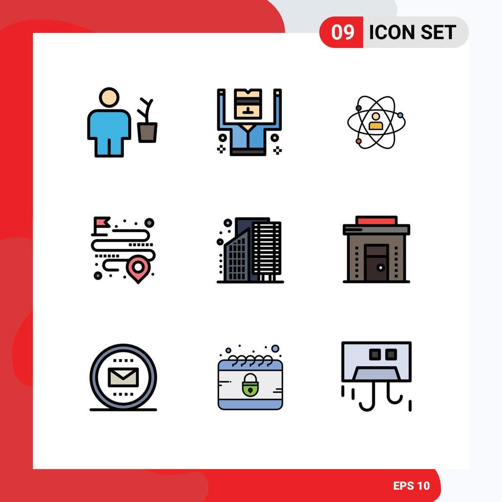 pack d'icônes vectorielles stock de 9 signes et symboles de ligne pour les éléments de conception vectoriels modifiables de personne de puissance de sécurité de talent de localisation vecteur