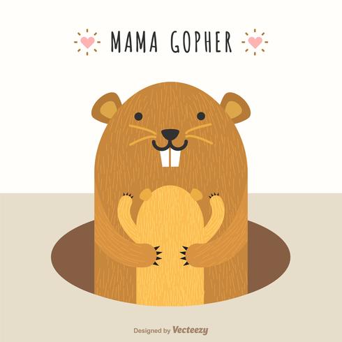 Maman Gopher Hug Cub Illustration vectorielle mignonne vecteur
