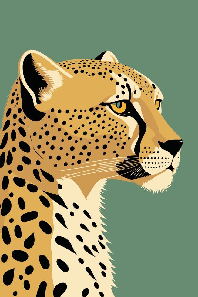 guépard animal sauvage plat vecteur illustration fond matisse affiche