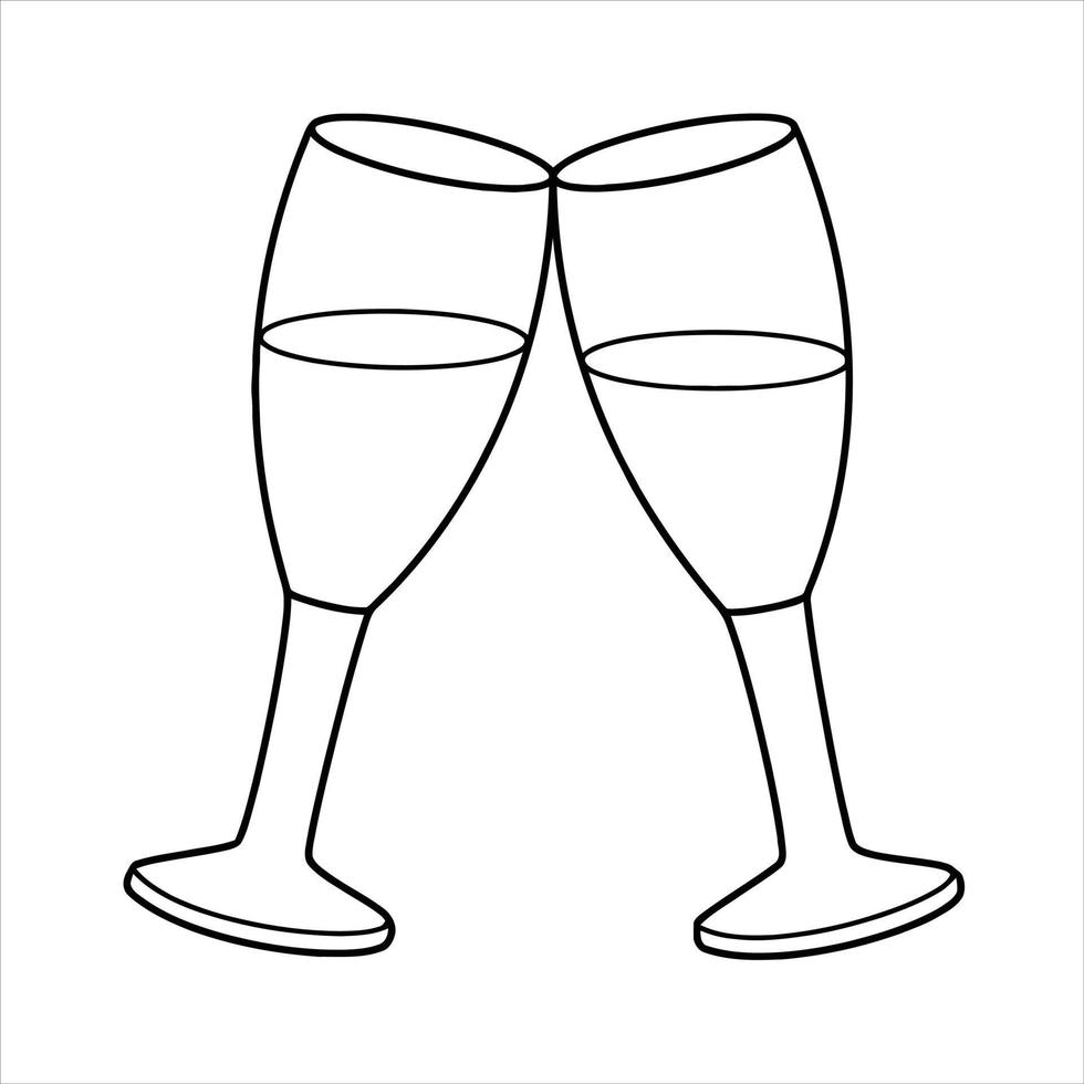 deux verres de champagne isolés sur blanc fizz. bouteille de champagne réaliste. vecteur