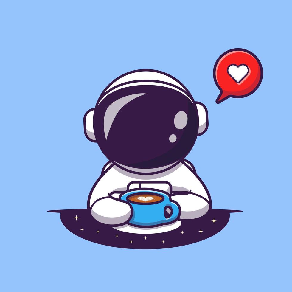 astronaute mignon buvant du café illustration d'icône de vecteur de dessin animé. concept d'icône de nourriture et de boisson scientifique vecteur premium isolé. style de dessin animé plat