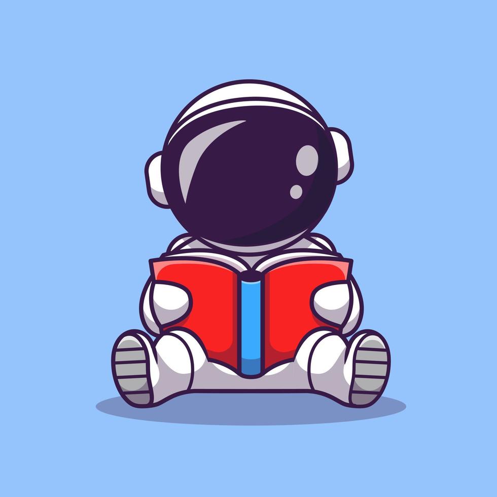illustration d'icône vectorielle de dessin animé de livre de lecture d'astronaute mignon. concept d'icône d'éducation spatiale vecteur premium isolé. style de dessin animé plat
