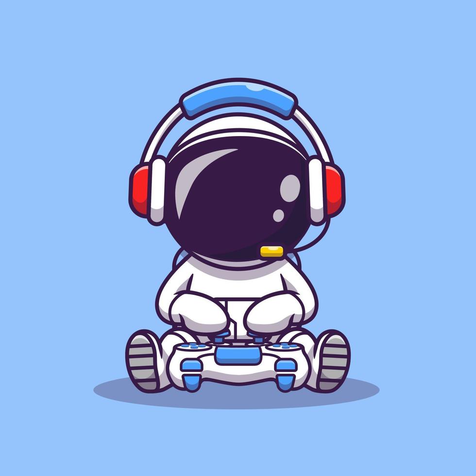 illustration d'icône vectorielle de dessin animé de jeu d'astronaute mignon. concept d'icône de technologie scientifique isolé vecteur premium. style de dessin animé plat