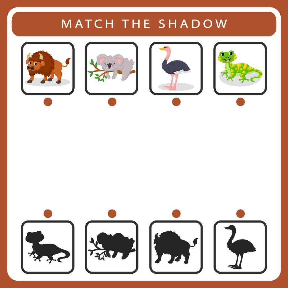 ombre assortie de la page éducative des animaux pour les enfants vecteur