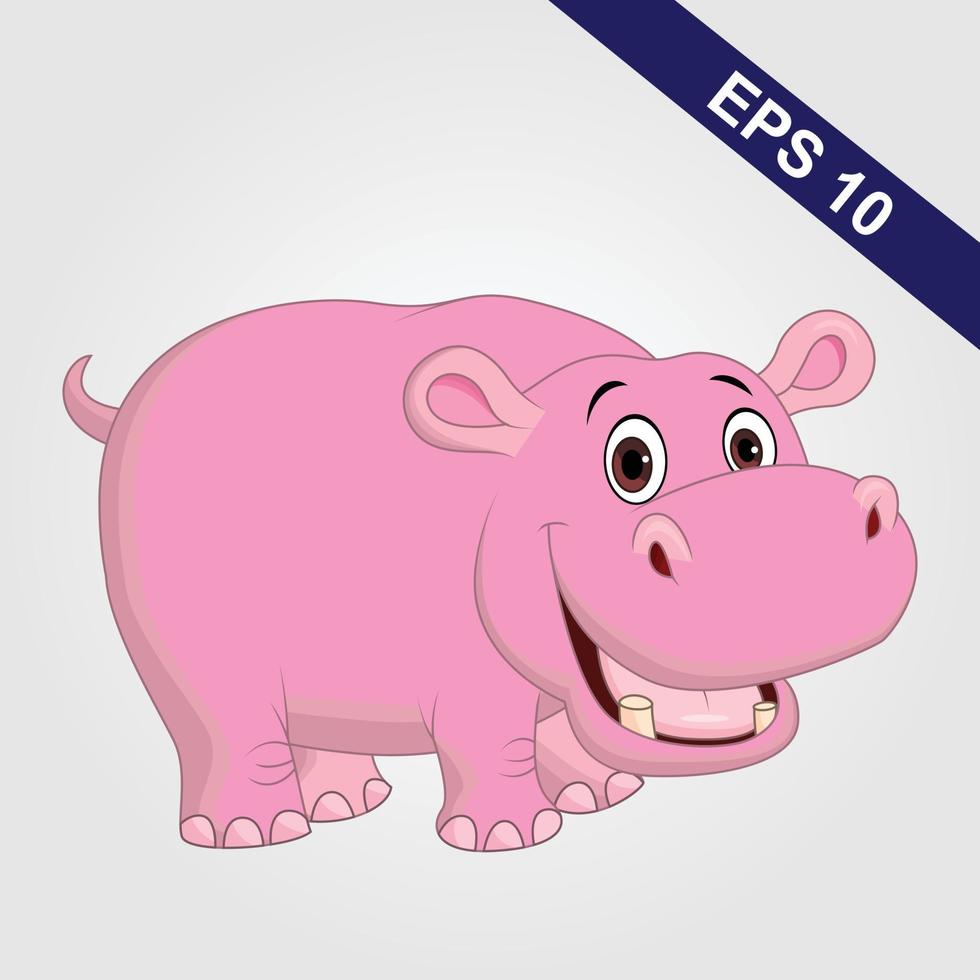 hippopotame de dessin animé avec la bouche ouverte vecteur