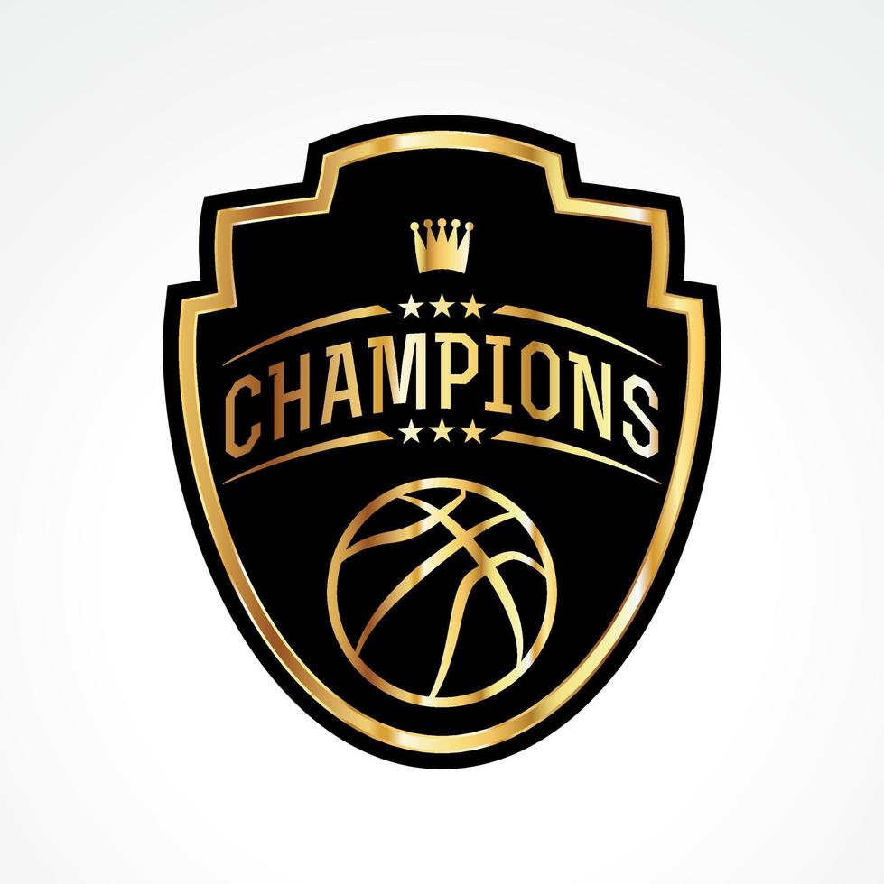 illustration de l'emblème de l'insigne des champions de basketball vecteur