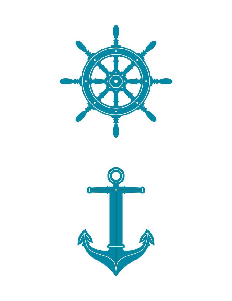 icônes nautiques navires roue ancre illustration vecteur