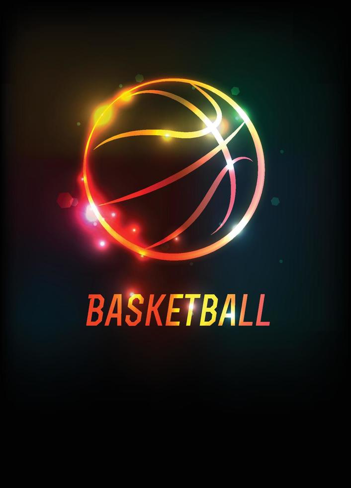 illustration de fond icône rougeoyante de basket-ball vecteur
