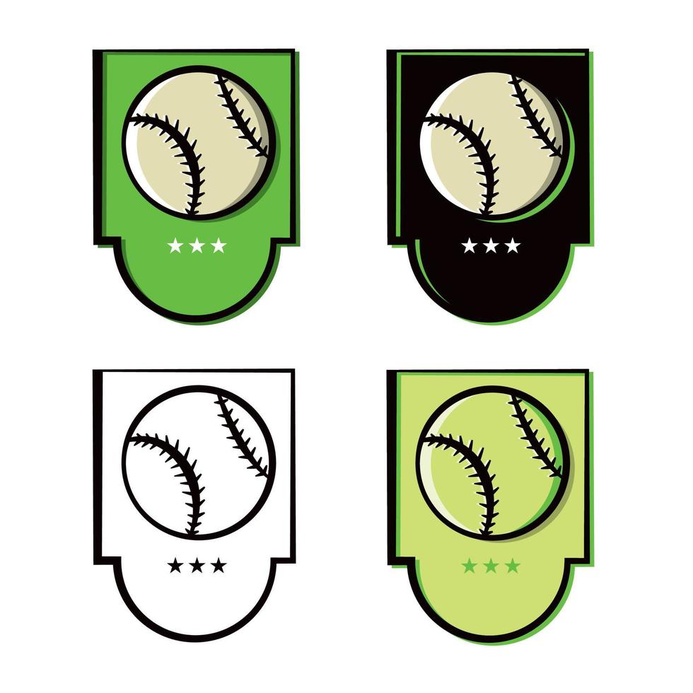 jeu d'icônes d'emblème de baseball vecteur
