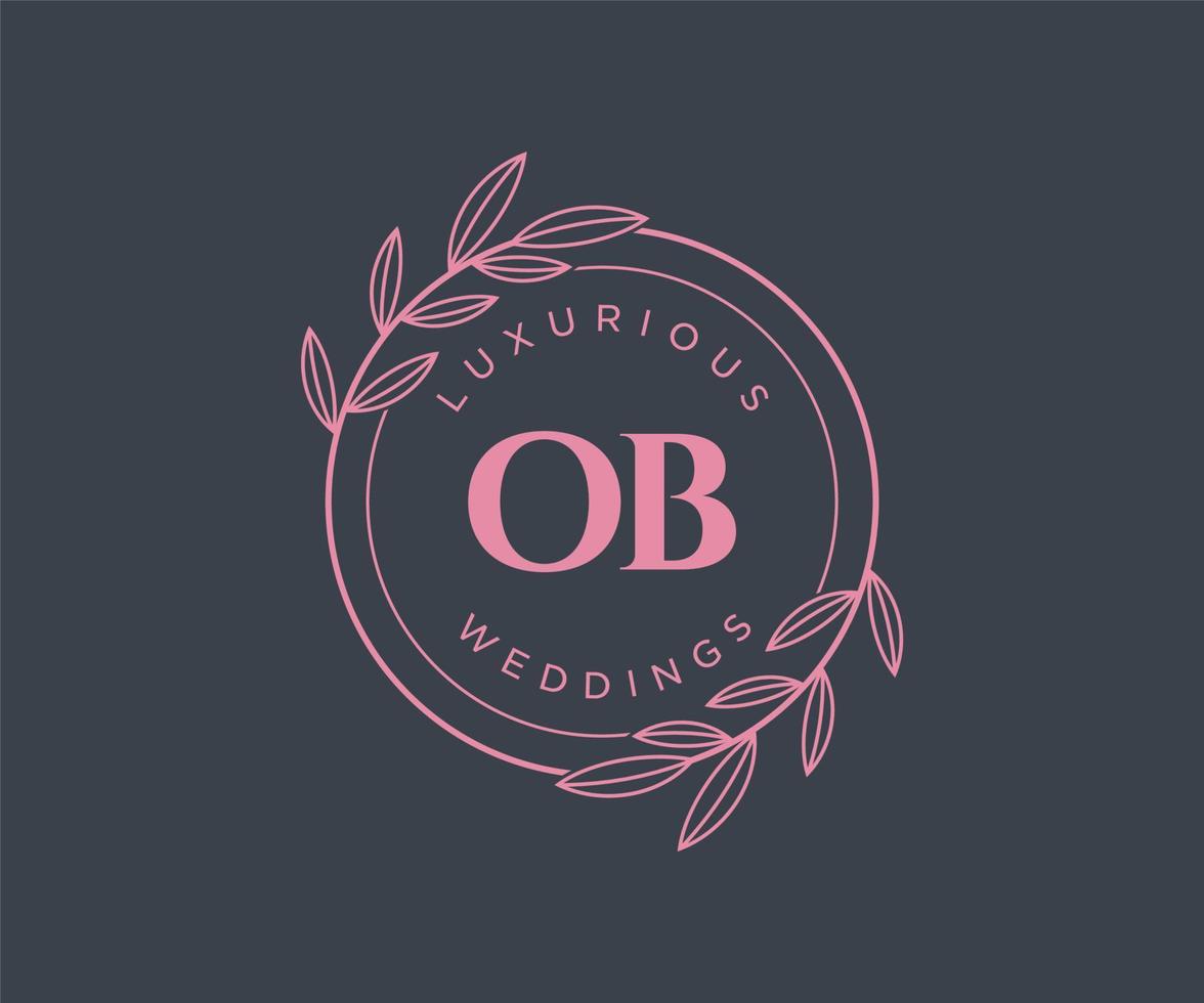 ob initiales lettre mariage monogramme logos modèle, modèles minimalistes et floraux modernes dessinés à la main pour cartes d'invitation, réservez la date, identité élégante. vecteur