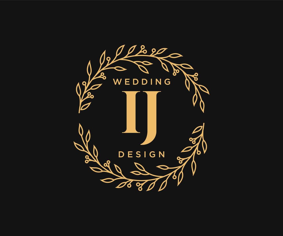 ij initiales lettre mariage monogramme logos collection, modèles minimalistes et floraux modernes dessinés à la main pour cartes d'invitation, réservez la date, identité élégante pour restaurant, boutique, café en image vectorielle vecteur