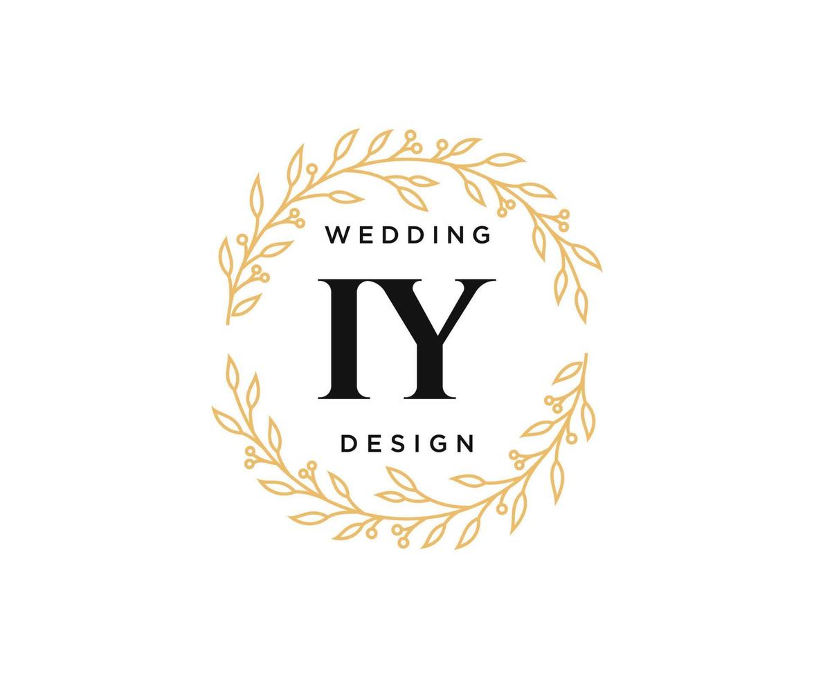 iy initiales lettre mariage monogramme logos collection, modèles minimalistes et floraux modernes dessinés à la main pour cartes d'invitation, réservez la date, identité élégante pour restaurant, boutique, café en image vectorielle vecteur