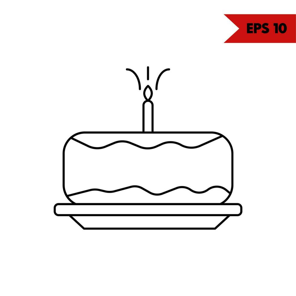illustration de l'icône de ligne de gâteau d'anniversaire vecteur