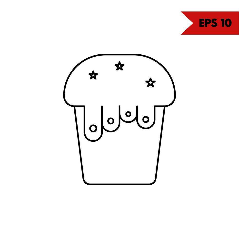 illustration de l'icône de la ligne de cupcake vecteur
