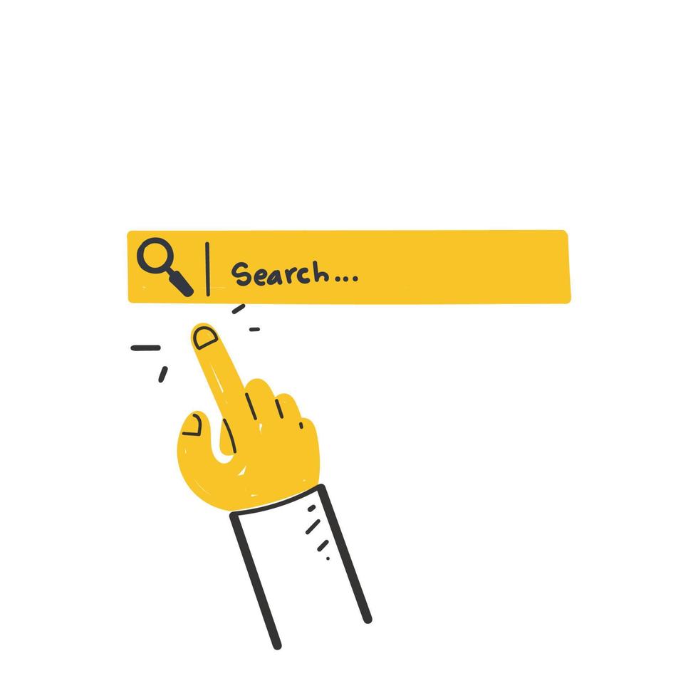 vecteur d'illustration de bouton de barre de recherche doodle dessiné à la main