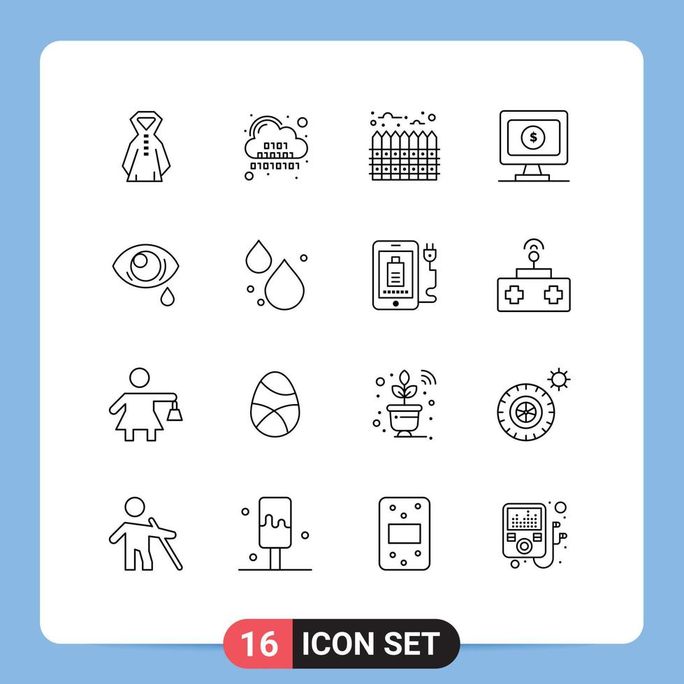 16 contours vectoriels thématiques et symboles modifiables des éléments de conception vectoriels modifiables du moniteur en ligne de domaine oculaire vecteur