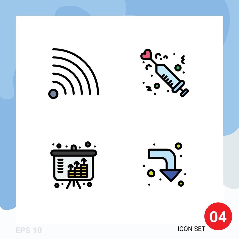 4 interface utilisateur filledline pack de couleurs plates de signes et symboles modernes de la croissance alimentaire drogue amour investissement éléments de conception vectoriels modifiables vecteur