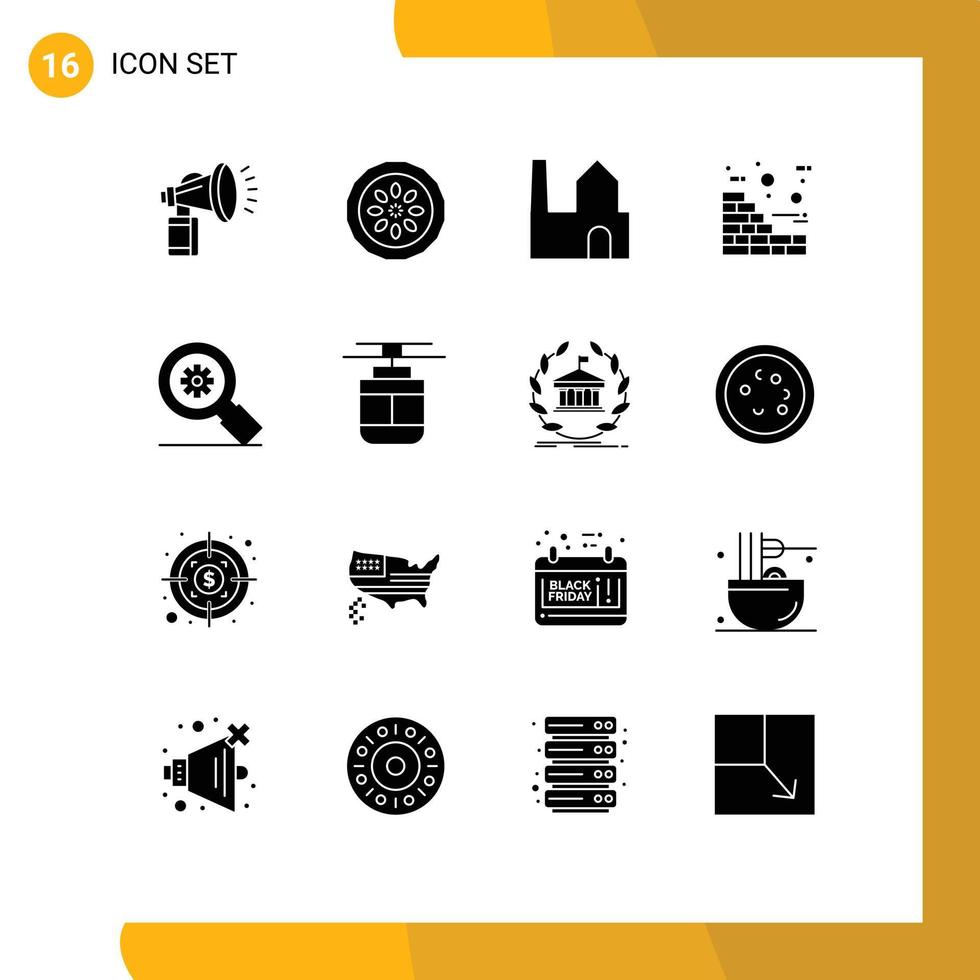 16 icônes créatives signes et symboles modernes de recherche construction briques de cuisine usine industrielle éléments de conception vectoriels modifiables vecteur