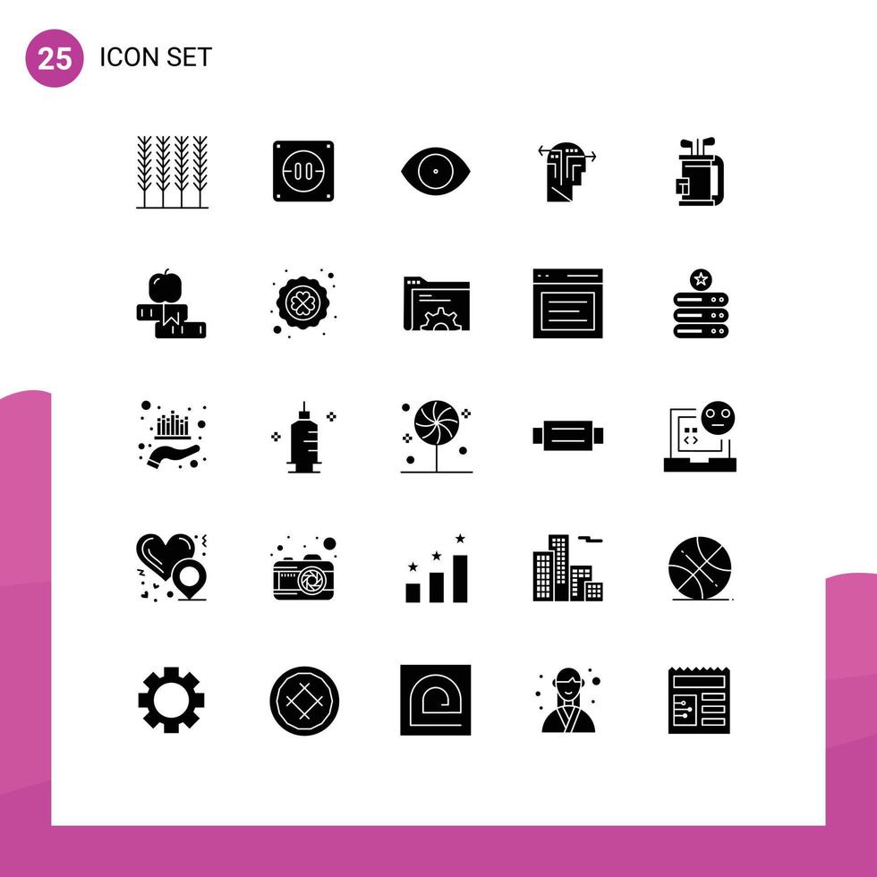 ensemble de 25 symboles d'icônes d'interface utilisateur modernes signes pour le club de golf esprit de sac humain éléments de conception vectoriels modifiables vecteur