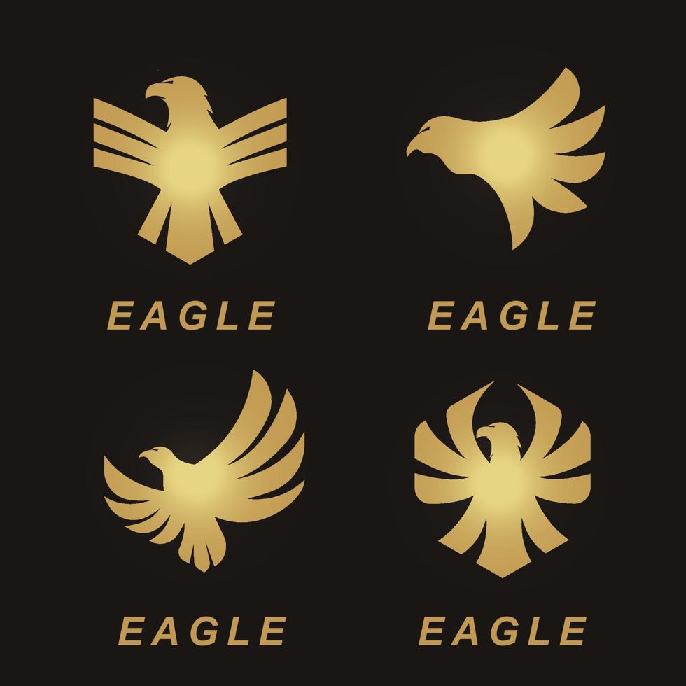 définir la conception de logo d'aigle moderne avec un concept de style de couleur or. vecteur