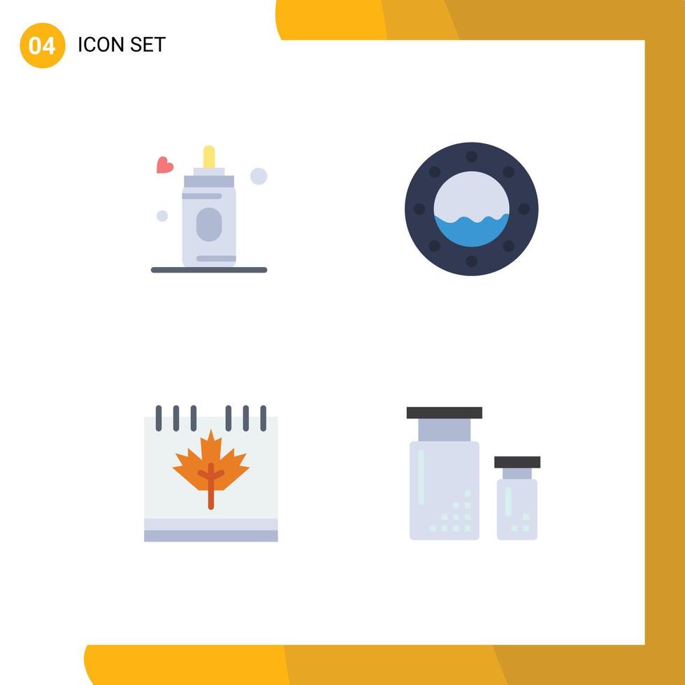 symboles d'icônes universelles groupe de 4 icônes plates modernes de la journée d'alimentation automne marin codage éléments de conception vectoriels modifiables vecteur