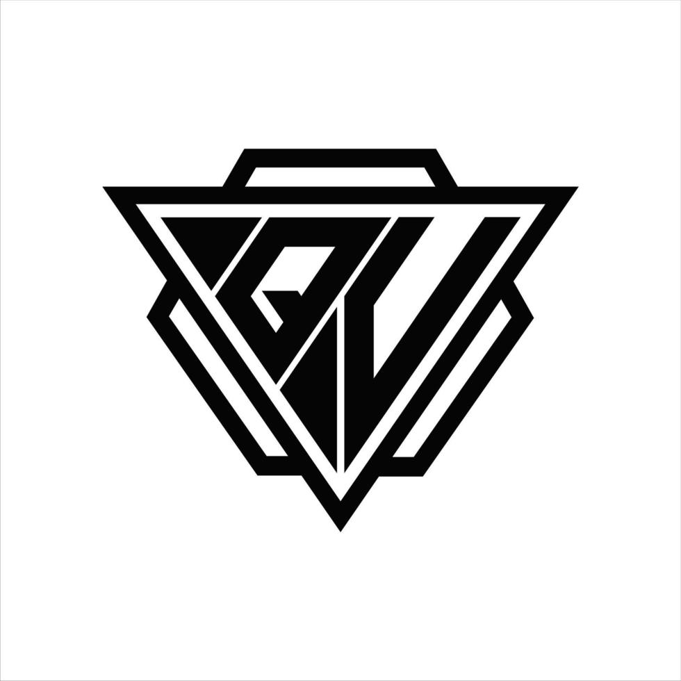 monogramme du logo qv avec modèle triangle et hexagone vecteur