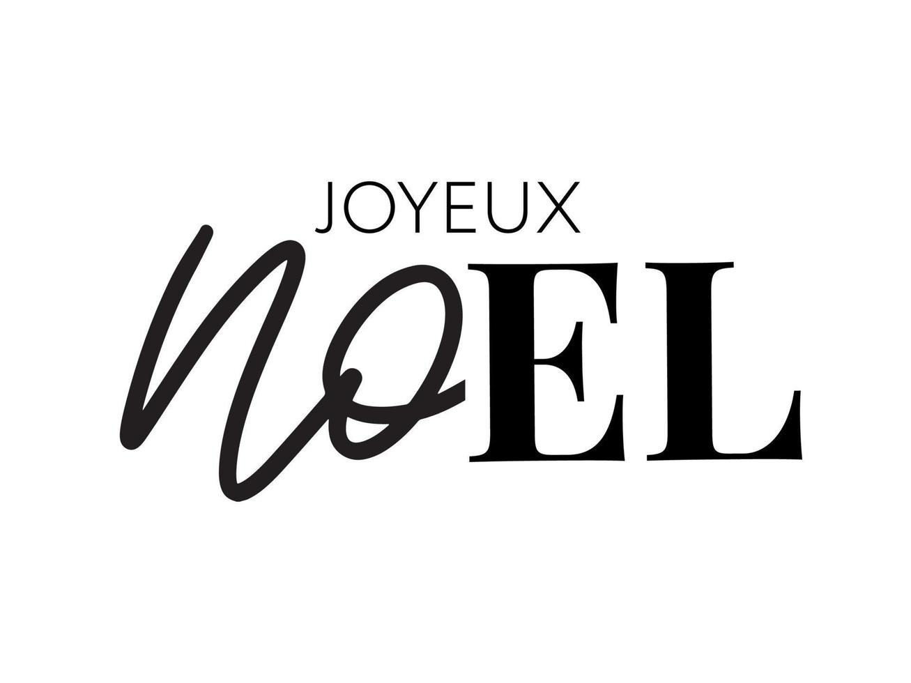 joyeux noël en langue française. joyeux noel calligraphie vectorielle brosse moderne. phrase calligraphique dessinée à la main isolée sur fond blanc. typographie pour carte de voeux, cartes postales, affiche, bannière. vecteur