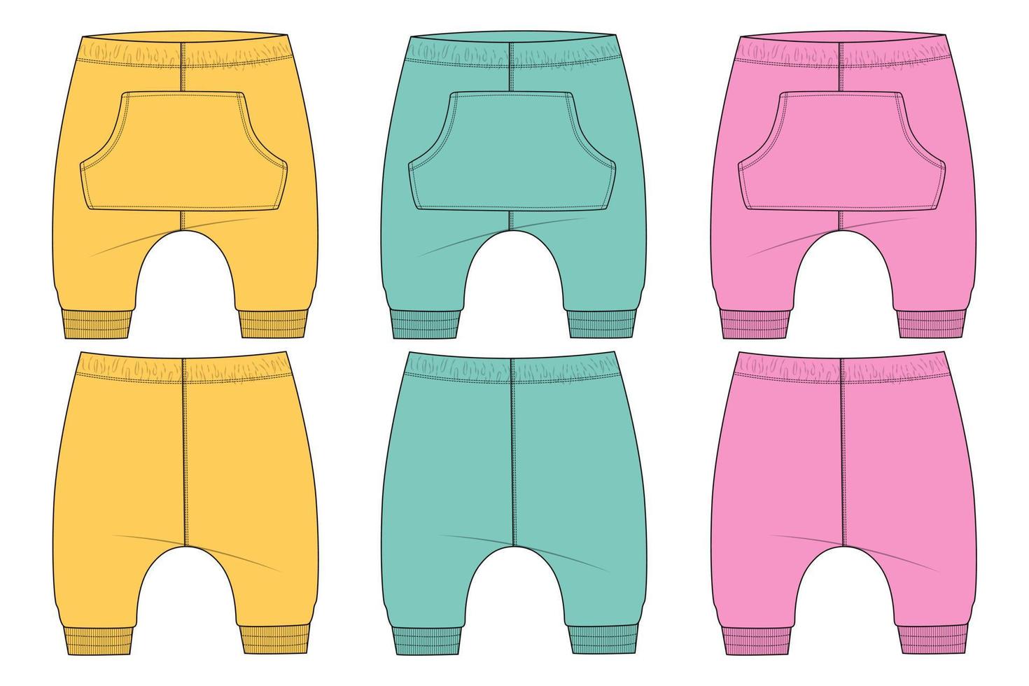 modèle d'illustration vectorielle de croquis plat de mode technique de pantalons de survêtement pour les enfants. vecteur