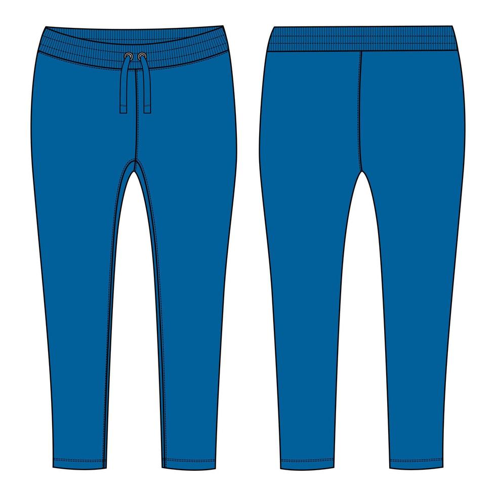 pantalon legging pour femmes mode technique croquis plat modèle d'illustration vectorielle vues avant et arrière vecteur