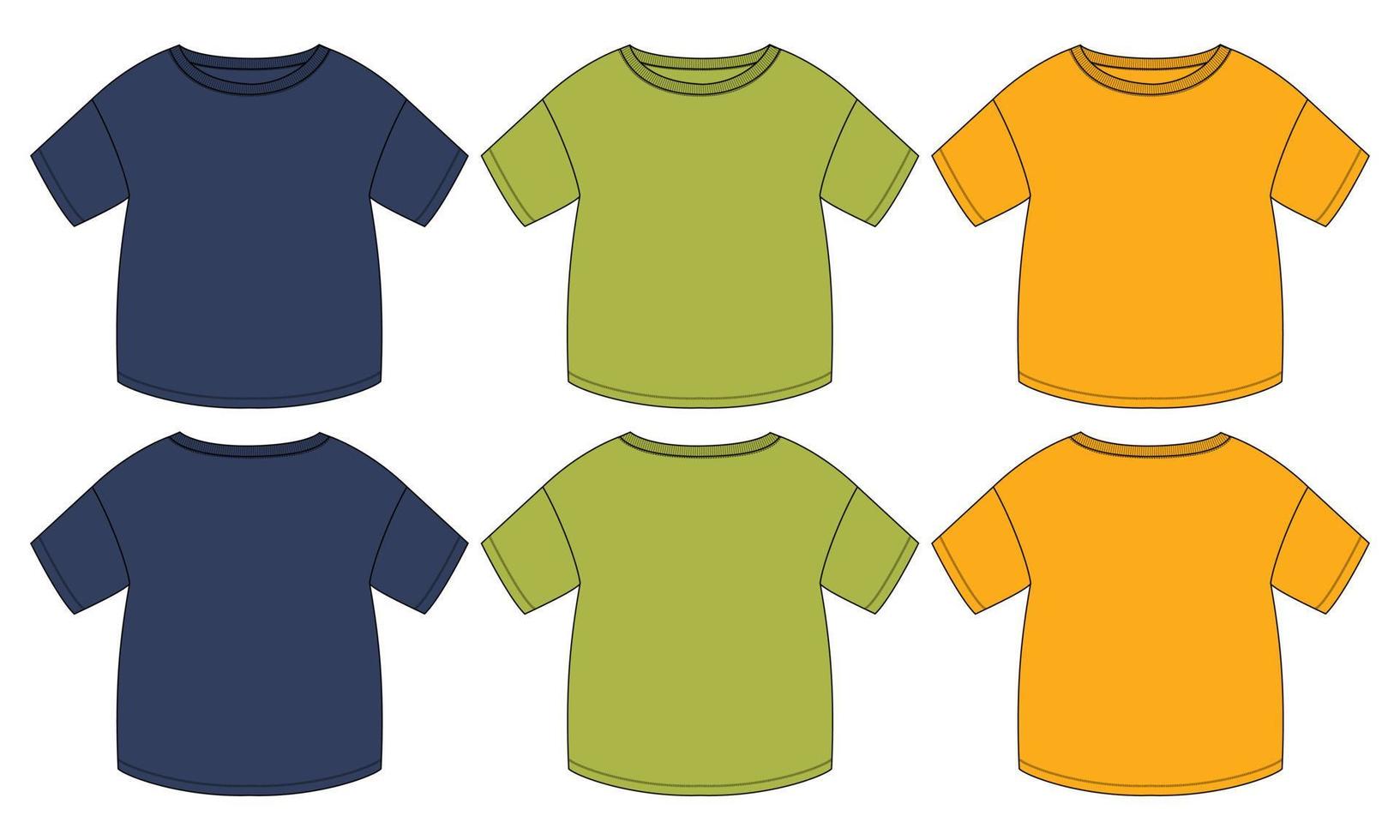 t-shirt à manches courtes en tête modèle d'illustration vectorielle de croquis plat de mode technique pour les enfants vecteur