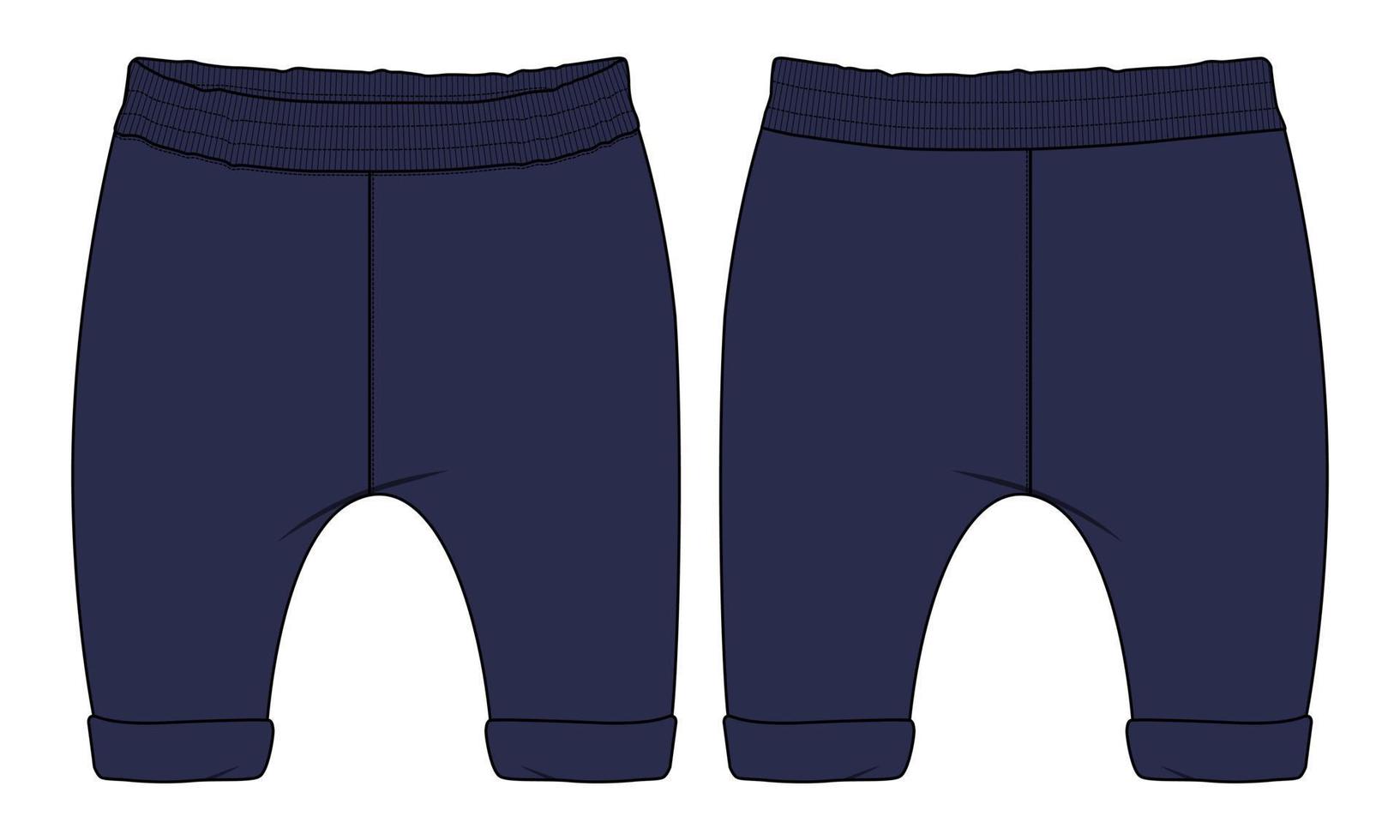 pantalons de survêtement en tissu molletonné mode technique croquis plat modèle d'illustration vectorielle pour les enfants vecteur