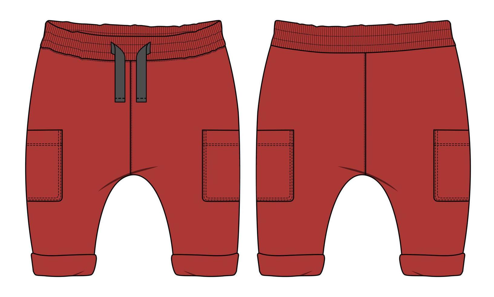 modèle d'illustration vectorielle de croquis plat de mode technique de pantalons de survêtement pour les enfants. vecteur