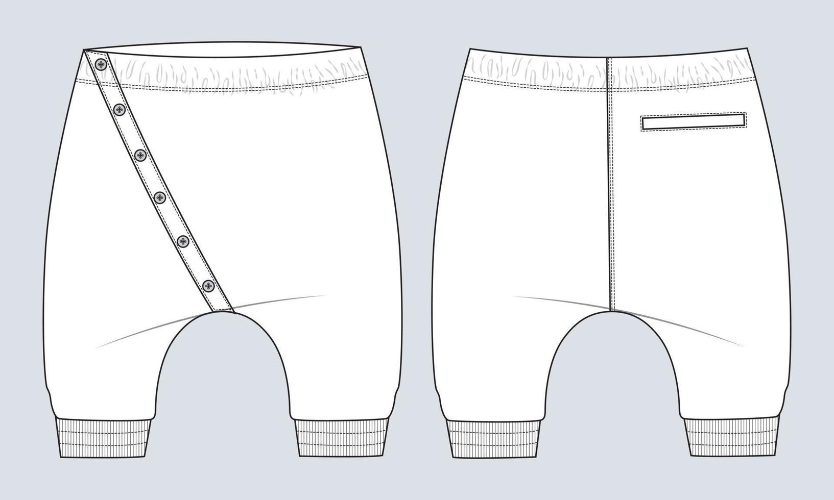 pantalons de survêtement en tissu molletonné mode technique croquis plat modèle d'illustration vectorielle pour les enfants vecteur